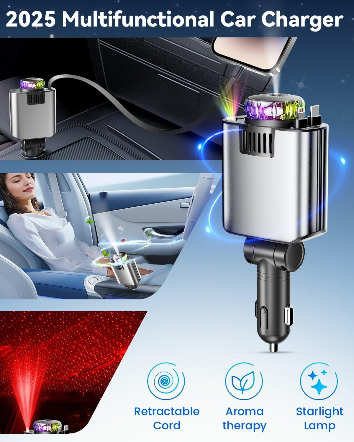 5-in-1 USB-C Car Charger with Aromatherapy